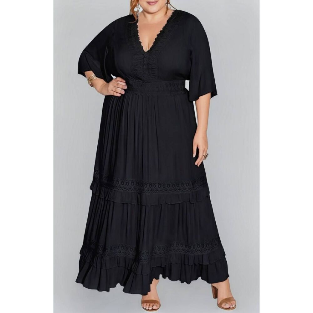 City Chic Starling Reine Endless Lace Maxi Dress Plus 20 2XL Boho Gypsy Western